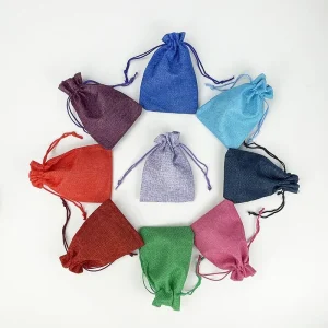 Multicolour Linen Burlap Packaging Bag Bracelet Jewelry Gift Jute Drawstring Bags Jewelry Eco-Friendly Packaging Pouches